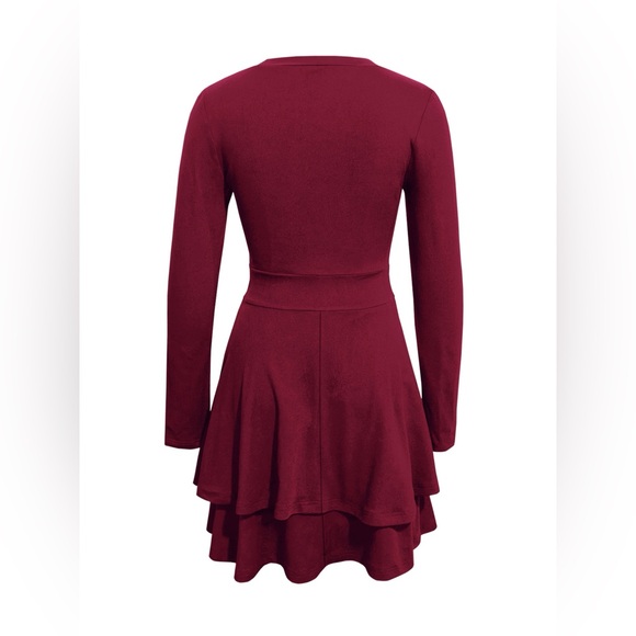 V-Neck Layered Ruffle Mini Dress - Picture 14 of 16